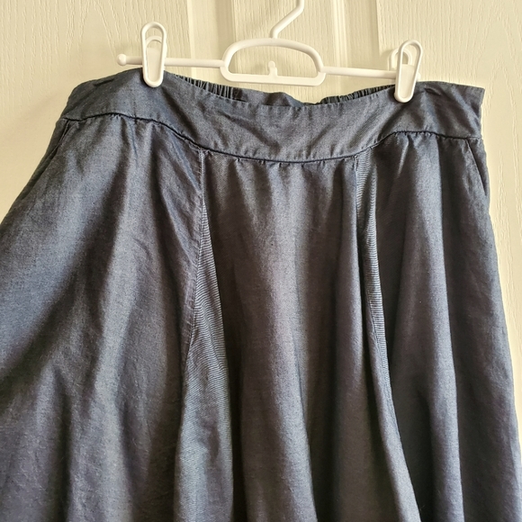 Torrid Mini Skater A-line Skirt Size 0X Chambray Denim Dark Wash with Pockets - Picture 3 of 8